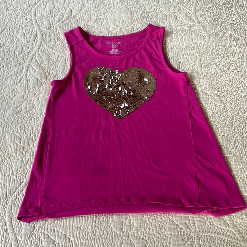 Gold heart sequin tank